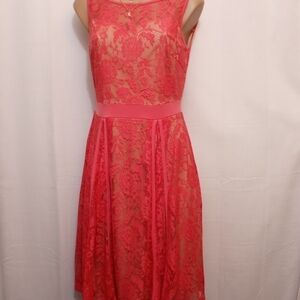 𝅺CANDALITE Salmon Colored Lace Dress Women's Size Small